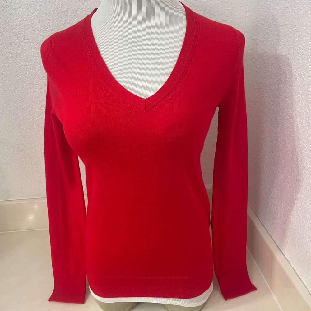 Banana Republic Merino Vneck Sweater Red - XS